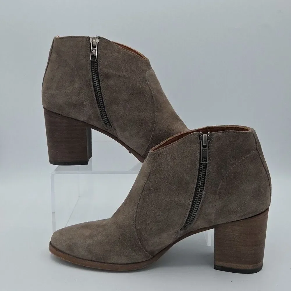 Frye Womens Nora Zip Grey Elephant Suede Ankle Boots Bootie Size 9.5 B EUC - Picture 2 of 10